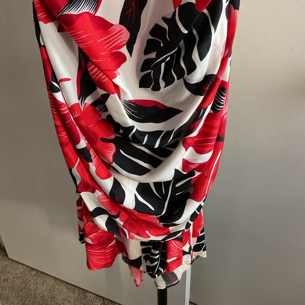 Vintage Hearts Strapless Red Floral Mini Dress 5 90s Y2K Party Coquette Retro - Picture 6 of 9